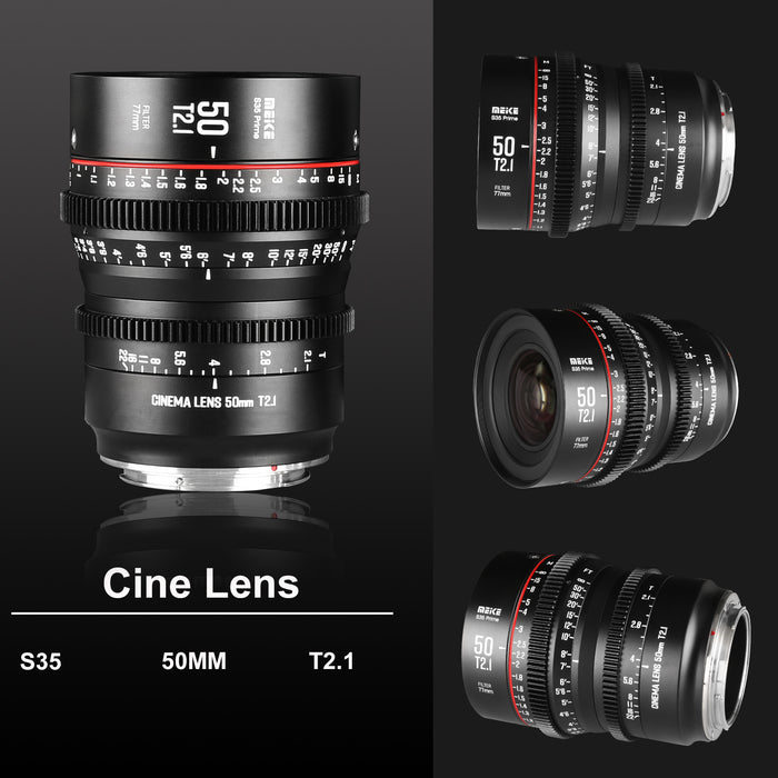 Meike Super 35 Prime Cinema Lens-50mm T2.1  for Canon EF-Mount/Arri PL-Mount Cine Camera