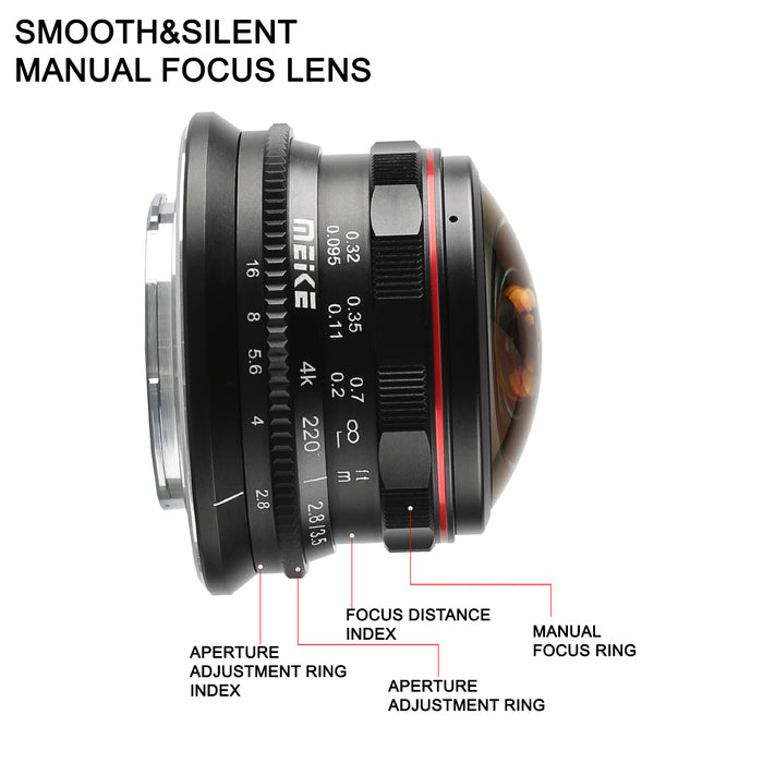 Meike 3.5mm f/2.8 Ultra Wide Angle Manual Fixed Circular Fisheye Lens for MFT