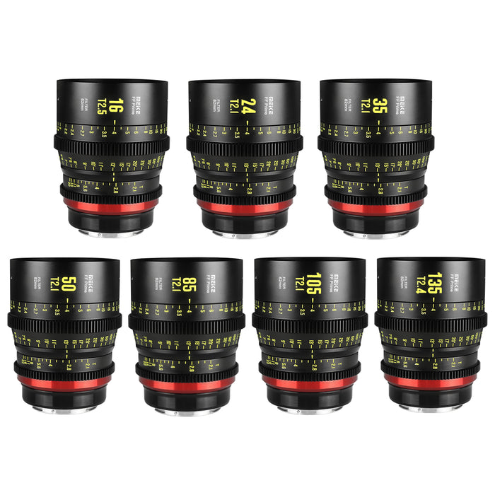 Meike FF Prime Cinema Lens Kit of 5 Lenses (PL/EF/E/RF/L mounts) (16mm Lens Kit)