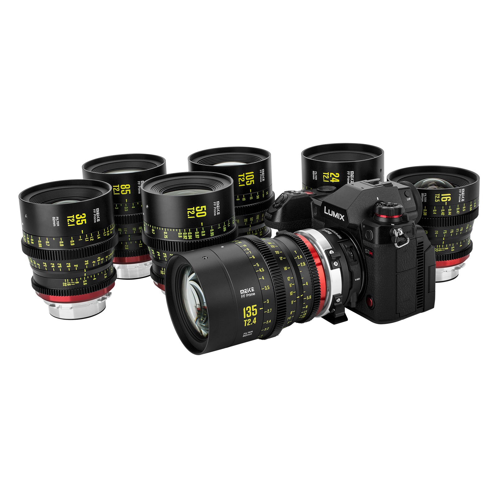 Meike FF Prime Cinema Lens Kit of 3 Lenses for Sony FX3/FX6/FX9,A7SIII,Canon R5,R6,RED Komodo X, BMPCC 6K PYXIS,Panasonic S1H,etc(PL/EF/E/RF/L mounts) (16mm Lens Kit)