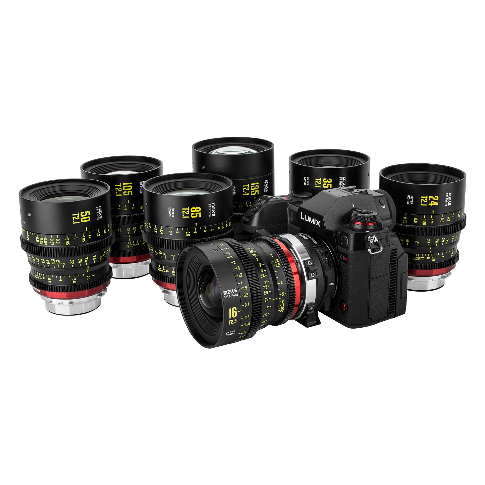 Meike FF Prime Cinema Lens Kit of 6-7 Lenses for Sony FX3/FX6/FX9,A7SIII,Canon R5,R6,RED Komodo X, BMPCC 6K PYXIS,Panasonic S1H,etc(PL/EF/E/RF/L mounts)