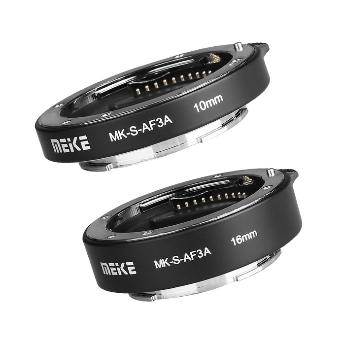MEIKE MK-S-AF3A Metal Auto Focus Macro Extension Tube Adapter Ring (10mm+16mm) for Sony Mirrorless E-Mount FE-Mount A7 NEX Camera A7 A7M2 NEX3 NEX5 NEX6 NEX7 A5000 A5100 A6000 A6300 A6500 A9 A7III