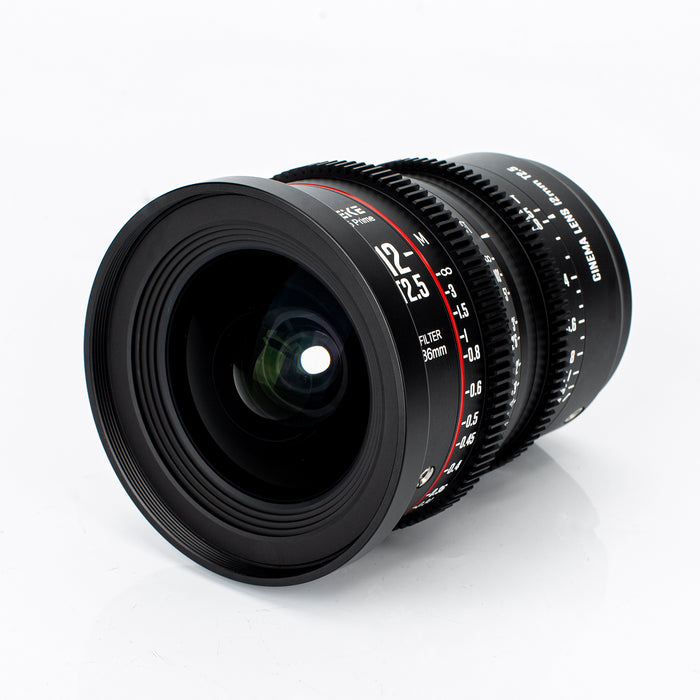 Meike Prime 12mm T2.5 Cine Lens for Super 35 Frame Cinema Camera System, such as RED Komodo, BMPCC 6K, BMPCC 6K Pro,Z CAM S6 and Canon C70 etc.