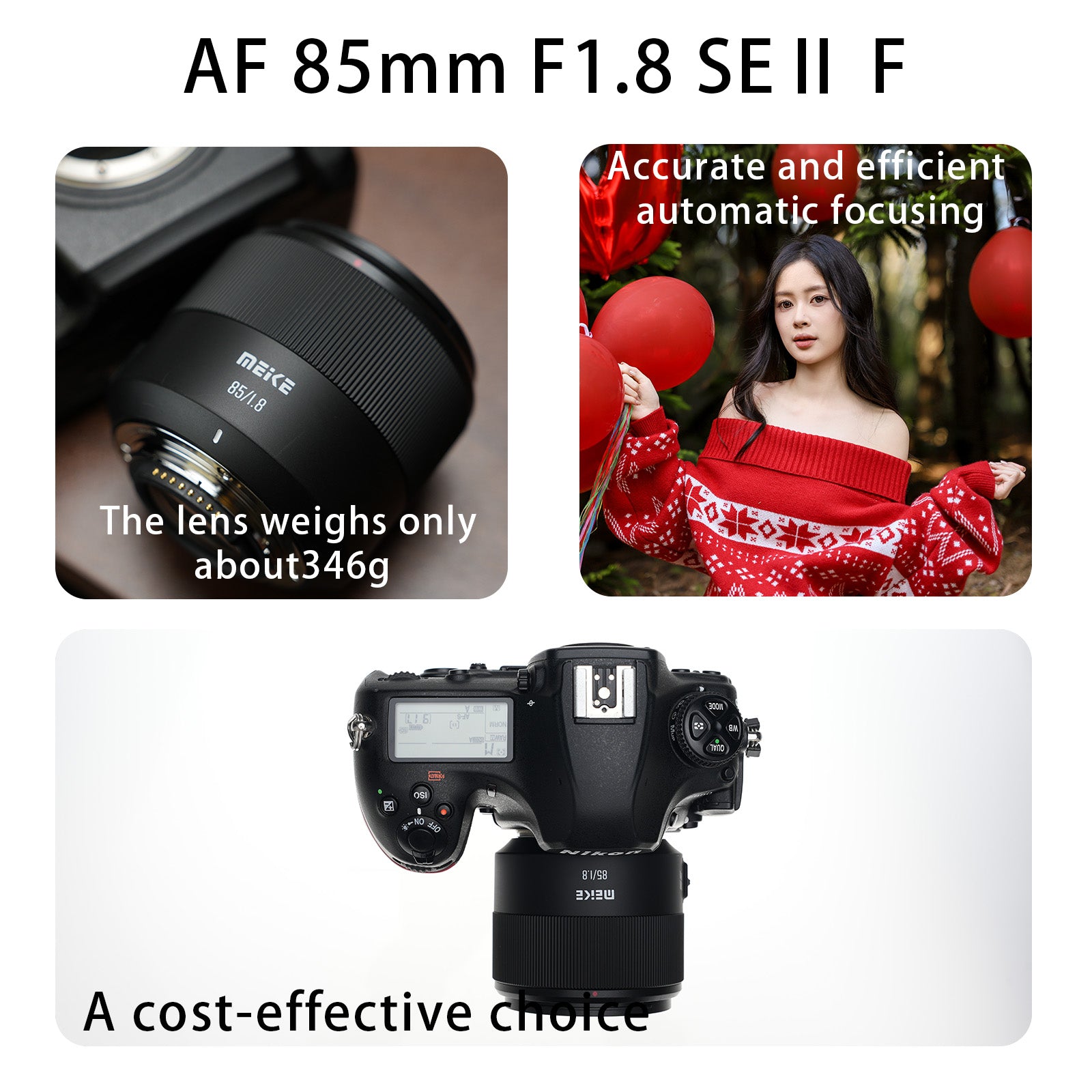 Meike 85mm F1.8 SE Mark II Full Frame Auto Focus STM Lens for Nikon F