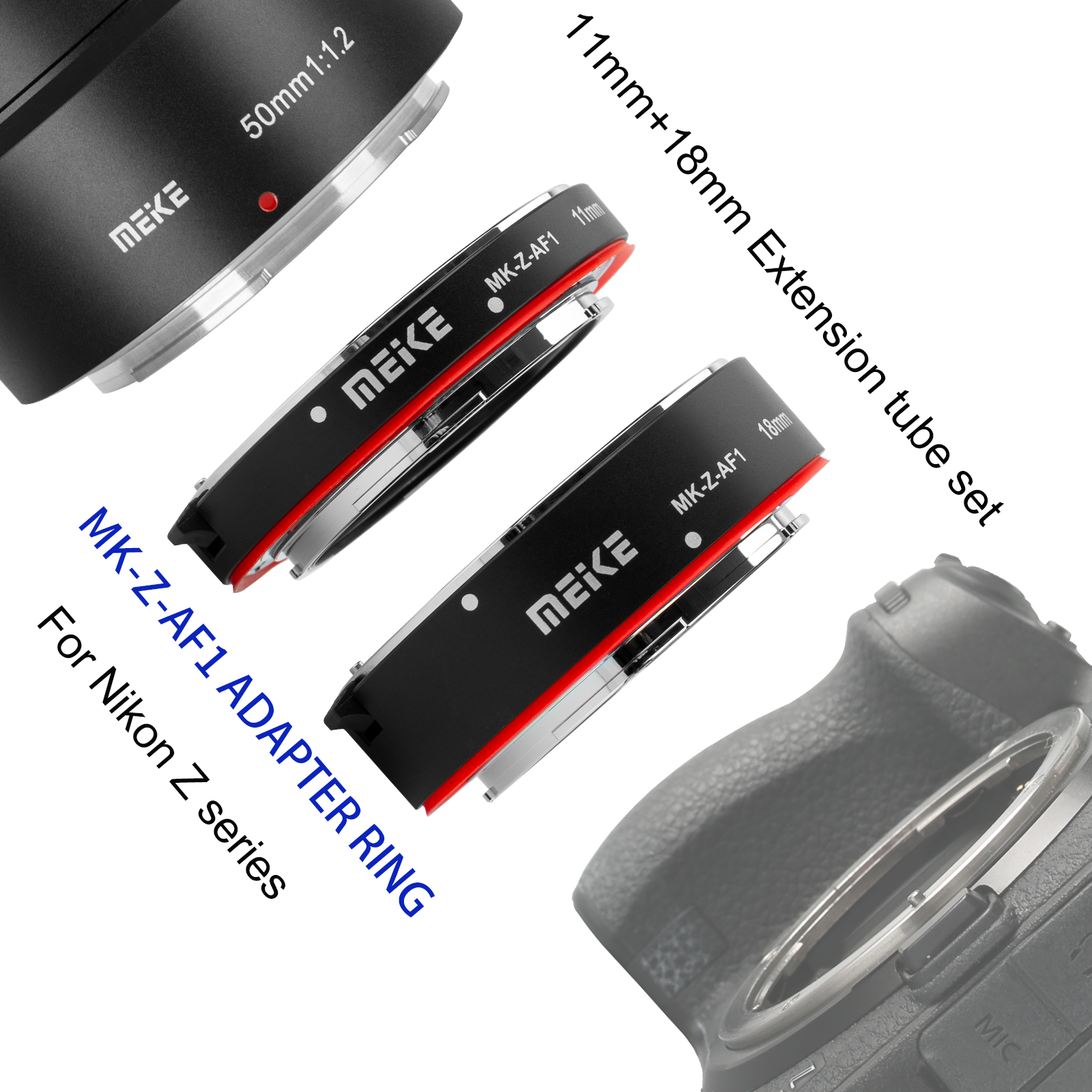 Meike MK-Z-AF1 11mm 18mm Full Frame Macro AF Extension Tube for Nikon Meike MK-Z-AF1 11mm 18mm Full Frame Macro AF Extension Tube for Nikon