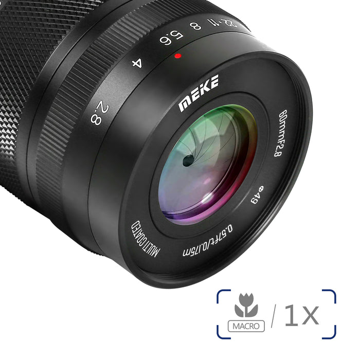 Meike 60mm F2.8 APS-C Manual Focus Macro Lens for E/X/Z/EFM/RF/M43 Mount
