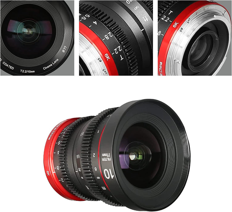 Meike Mini Prime T2.2 Cine lens for RF Mount Canon EOS R R5 R6 RP R7 R1 C70 ,X-A1,RED Komodo Cameras etc.(Single Lens)