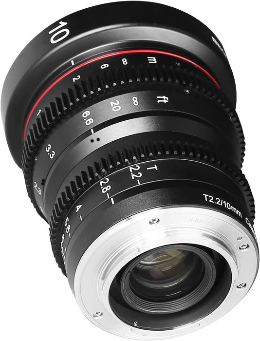 Meike Mini Prime T2.2 Series 3* Cine lens Kit for Fujifilm X Mount Cameras X-H1 X-T3 X-T20 X-T10 X-T2 X-Pro2 X-E3 X-T1 X-A2 -T100 X-E1 X30 X70 X-M1,X-T4, X-T5 etc.+Cine Lens Case-Fast Delivery