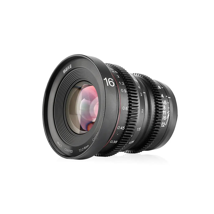 Meike Cine Lens 16mm T2.2 for M43-Fast Delivery-Compatible with Olympus/Panasonic Lumix Cameras and BMPCC 4K BMPPCC camera 4K Zcam E2 GH5 etc.