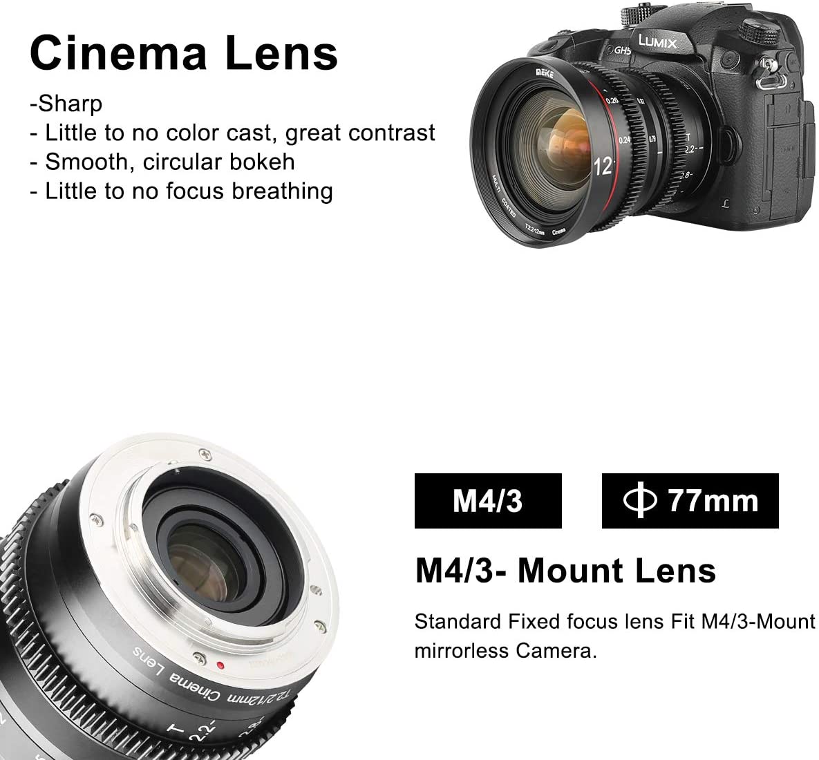 Meike T2.2 Series 7*Cine lens Kit for M43 Olympus Panasonic Lumix Cameras and BMPCC+9 lenses Case-Fast Delivery