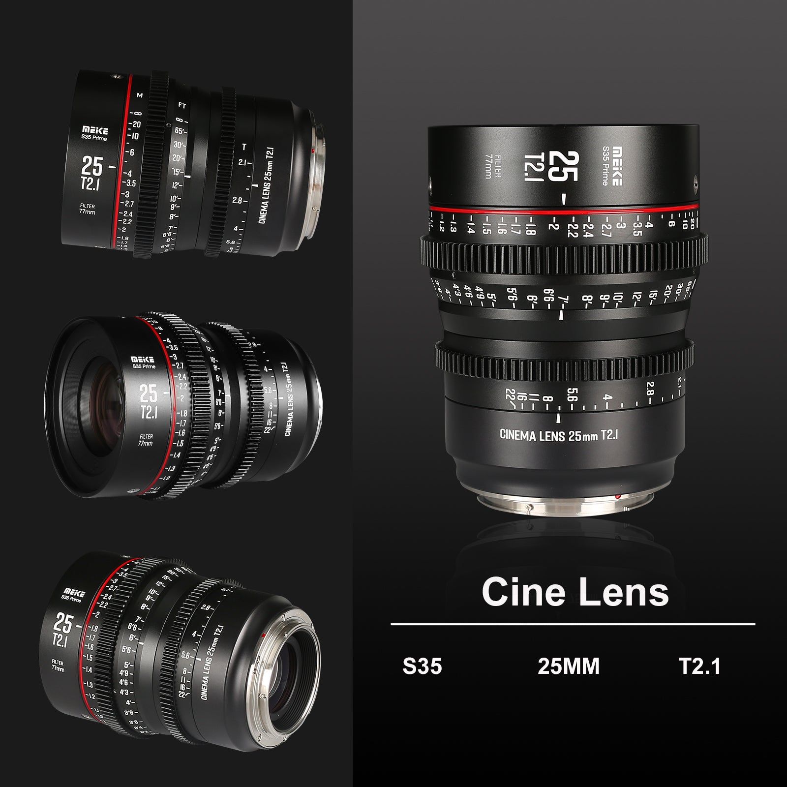 Meike Super 35 Prime Cinema Lens-25mm T2.1 for Canon EF-Mount/Arri PL-Mount Cine Camera