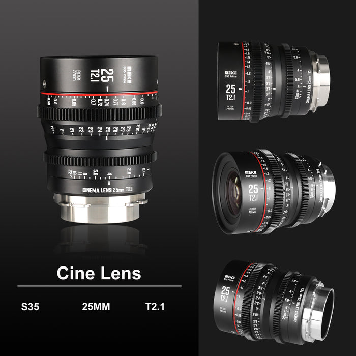 Meike Super 35 Prime Cinema Lens-25mm T2.1 for Canon EF-Mount/Arri PL-Mount Cine Camera