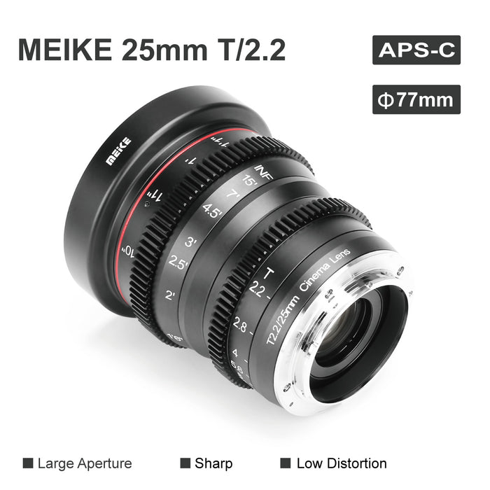 Meike Mini Prime T2.2 Series 4-6* Cine lens Kit for Fujifilm X Mount Cameras X-H1 X-T3 X-T20 X-T10 X-T2 X-Pro2 X-E3 X-T1 X-A2 -T100 X-E1 X30 X70 X-M1,X-T4, X-T5 etc.+Cine Lens Case-Fast Delivery