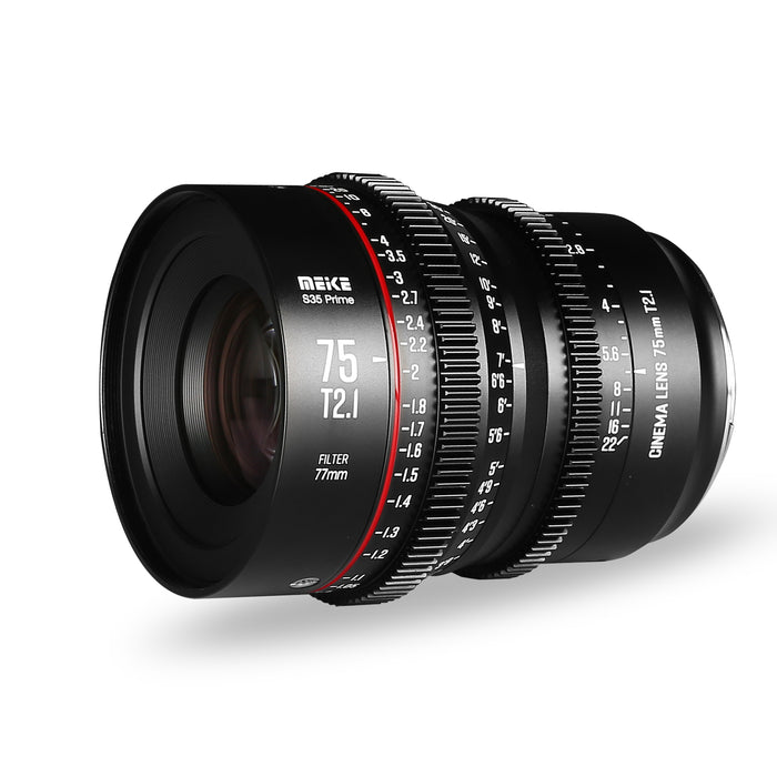 Meike Prime 75mm T2.1 for Super 35 Frame Cinema Camera System,such as RED Komodo,BMPCC6K,BMPCC6K Pro,Z CAM S6, and Sony FS5II,Canon C70 etc.