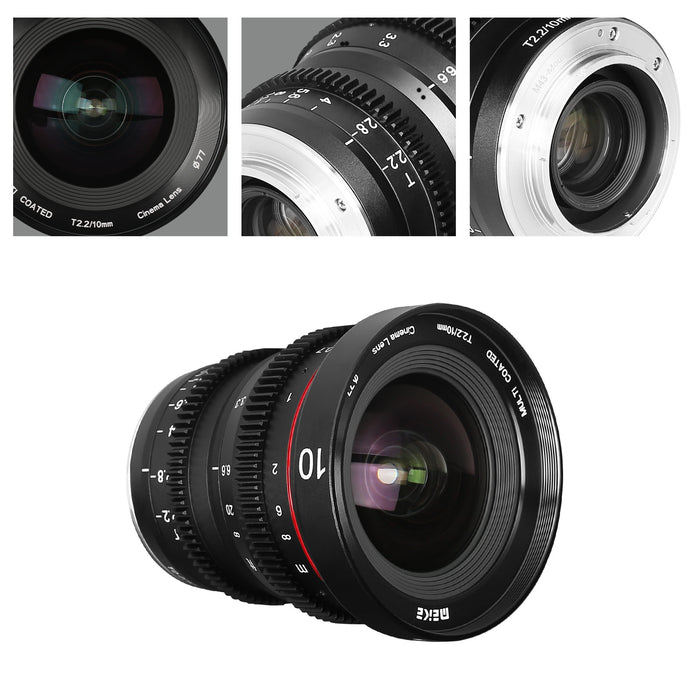 Meike Cine Lens 10mm T2.2 for M43-Fast Delivery-Compatible with Olympus/Panasonic Lumix Cameras and BMPCC 4K BMPPCC camera 4K Zcam E2 GH5 etc.