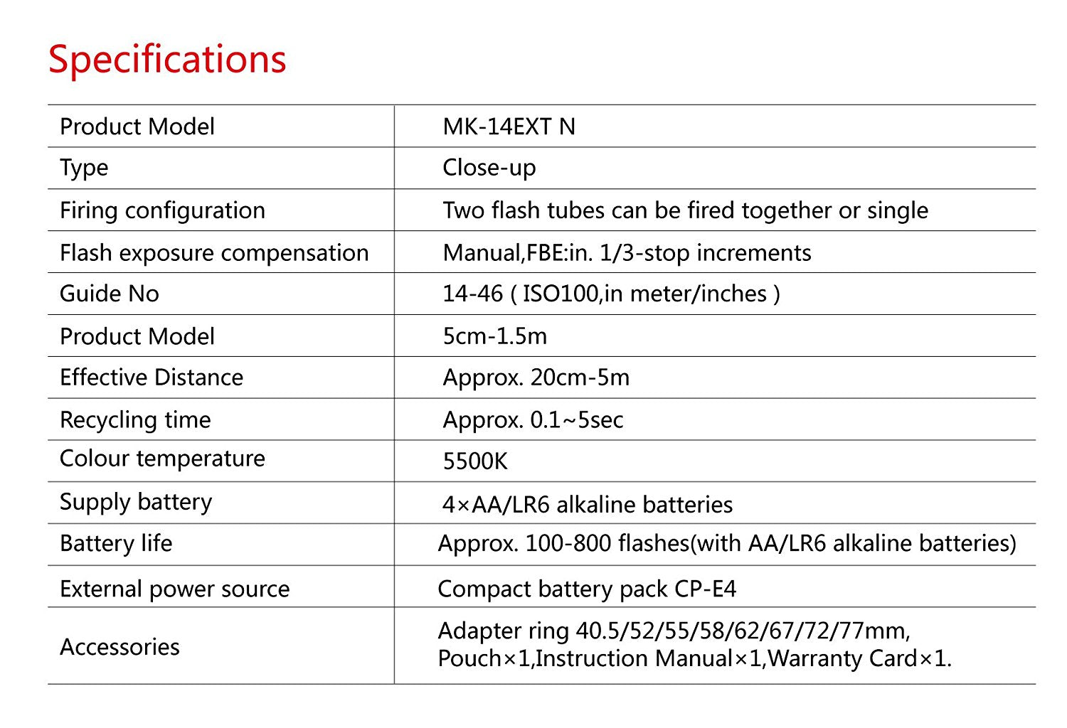Meike 14EXT i-TTL Macro Ring Flash for Nikon with LED AF