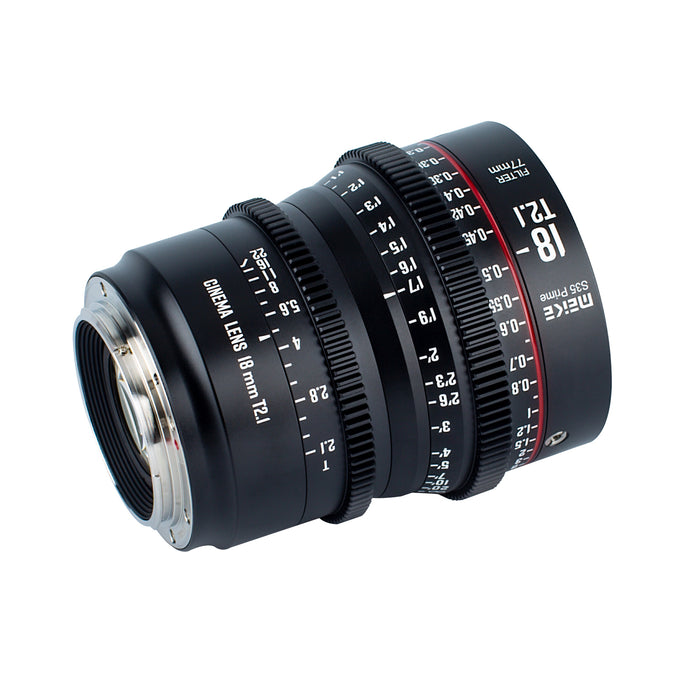 Meike Prime 18mm T2.1 Cine Lens for Super 35 Frame Cinema Camera System, such as RED Komodo, BMPCC 6K, BMPCC 6K Pro,Z CAM S6 and Canon C70 etc.