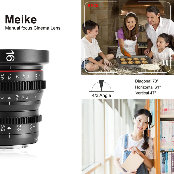 Meike Cine Lens 16mm T2.2 for M43-Fast Delivery-Compatible with