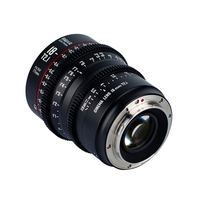 Meike Prime 18mm T2.1 Cine Lens for Super 35 Frame Cinema Camera System, such as RED Komodo, BMPCC 6K, BMPCC 6K Pro,Z CAM S6 and Canon C70 etc.