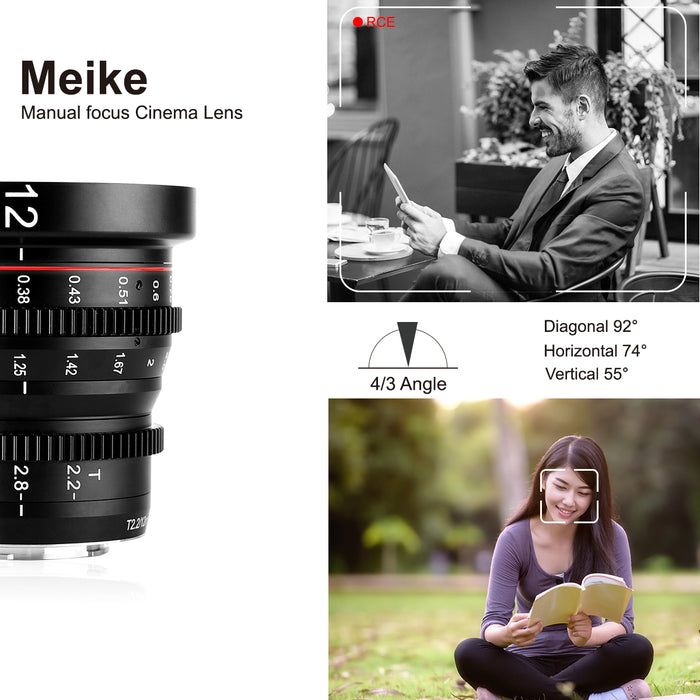Meike Cine Lens 12mm T2.2 for M43-Fast Delivery-Compatible with  Olympus/Panasonic Lumix Cameras and BMPCC 4K BMPPCC camera 4K Zcam E2 GH5  etc.