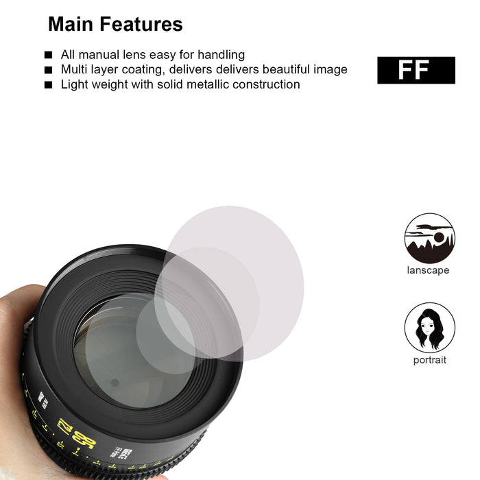 Meike FF Prime Cinema Lens -85mm T2.1 (PL/EF/E/RF/L mounts)