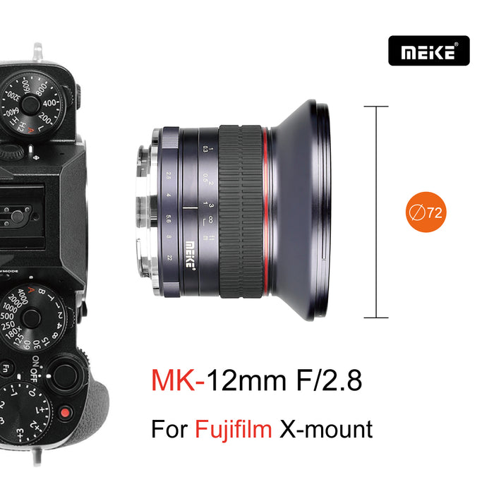 Meike 12mm F2.8 APS-C Prime Ultra Wide Angle Manual Lens for X/E/EFM/M43 Mount