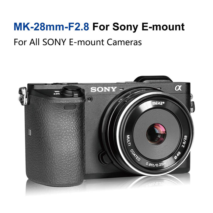 Meike 28mm F2.8 APS-C Fixed Manual Focus Lens for E/X/EFM/M43 Mount