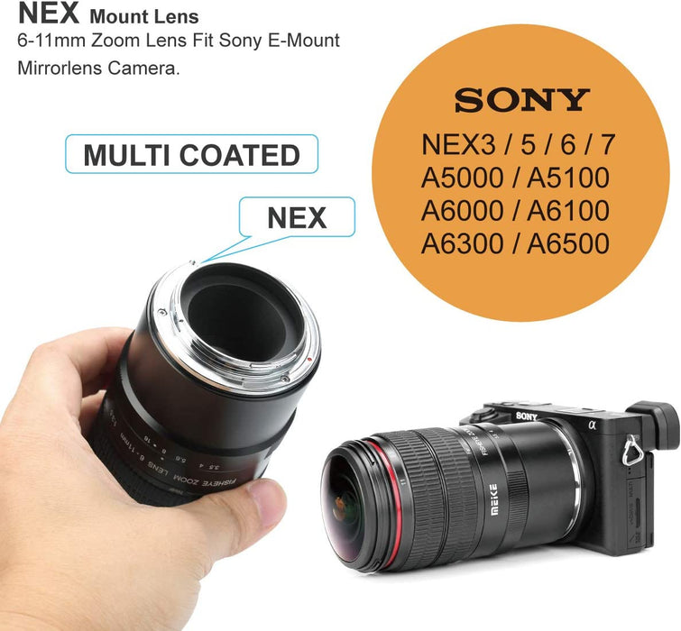 Obiettivo Fisheye Zoom Meike 6-11mm F/3.5 Per Sensore APS-C – Nikon F, Messa A Fuoco Manuale, Distanza Minima 15cm