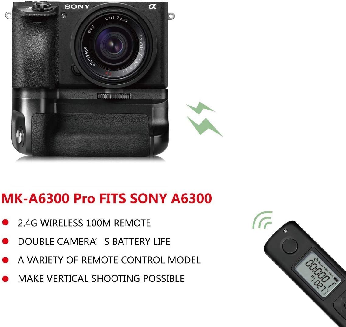 Meike MK-A6300 Pro Vertical Shooting Battery Grip Power Pack with 100M