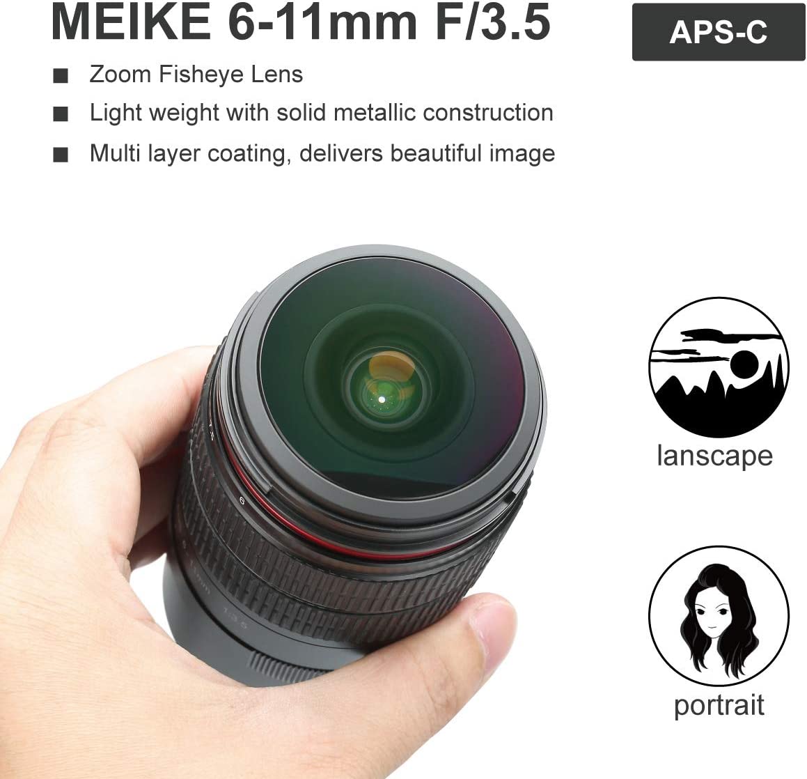 Meike 6-11mm F3.5 Zoom Manual Focus Wide Angle APS-C Lens for EF Mount