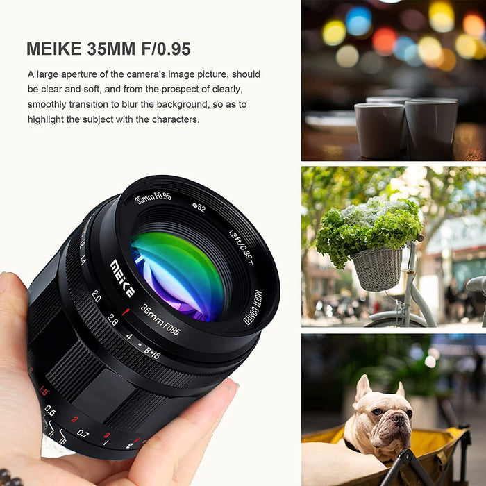 Meike 35mm F0.95 Large Aperture Aps-C Manual Focus Lens for E/X/MFT/EFM/Z/RF Mount