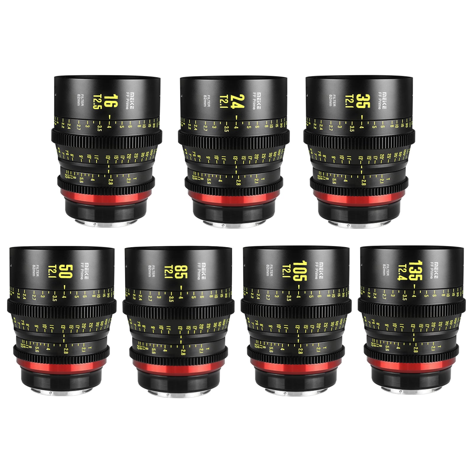 Meike FF Prime Cinema Lens Kit of 5 Lenses for Sony FX3/FX6/FX9,A7SIII,Canon R5,R6,RED Komodo X, BMPCC 6K PYXIS,Panasonic S1H,etc(PL/EF/E/RF/L mounts) (except 16mm)