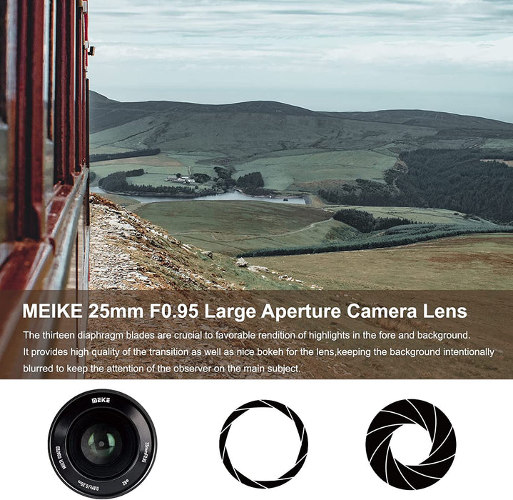 Meike 25mm F0.95 APS-C Manual large aperture camera lens E/X/Z/MFT/EFM Mount