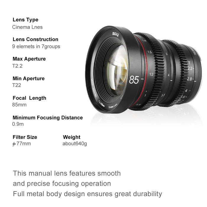 Meike T2.2 Series 5*(except 8mm&10mm)Cine lens Kit for Panasonic Cameras GH5,GH6,GH7 and BMPCC4K+6 lenses Case-Fast Delivery