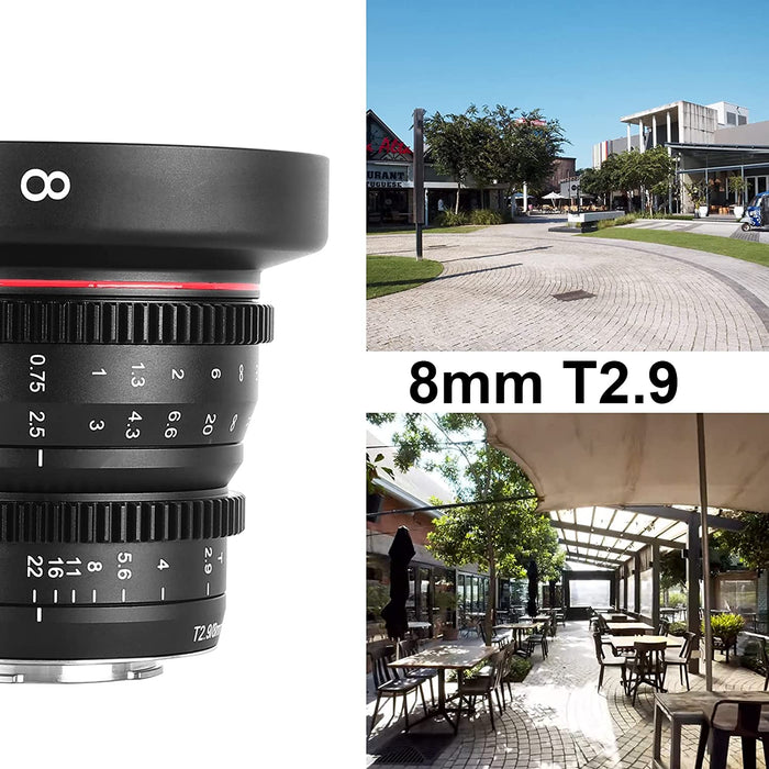 Meike T2.2 Series 5*(except 8mm&10mm)Cine lens Kit for M43 Olympus Panasonic Lumix Cameras and BMPCC+6 lenses Case-Fast Delivery