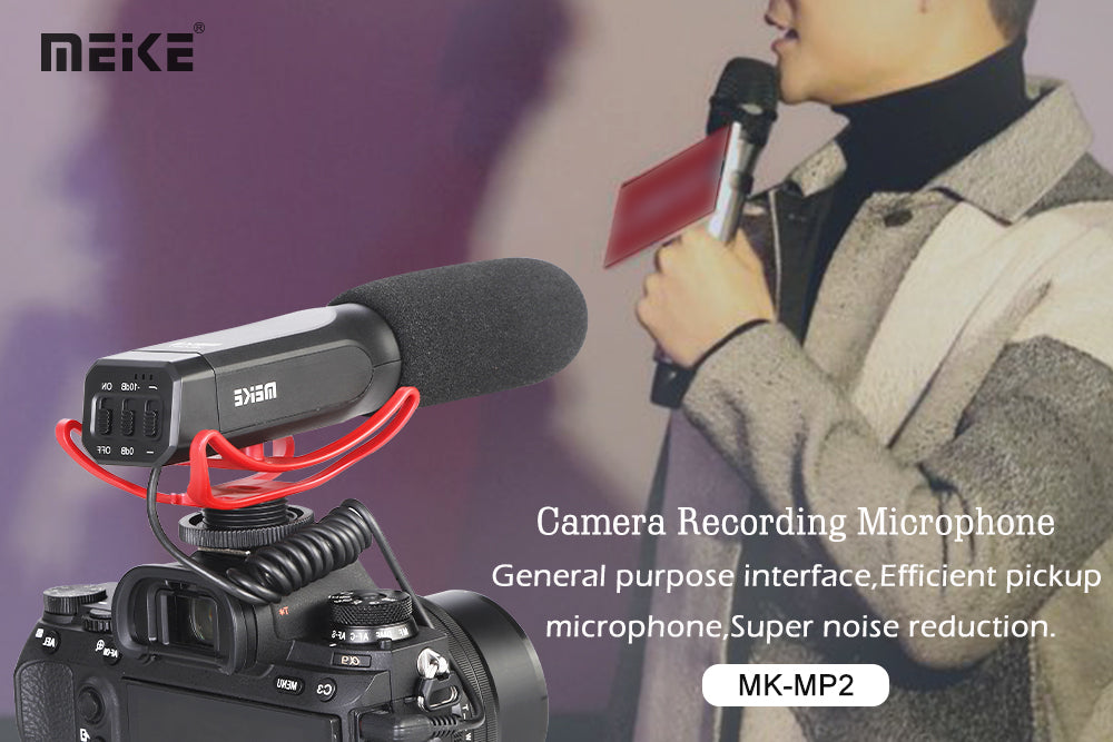 Meike MK-MP2 Shotgun Microphone Uni-Directional Cardioid Condenser Video Mic for Canon Nikon Sony Camera Camcorder with Standard 3.5mm Port